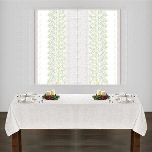 brand new WHITE Holiday Medley Damask 60x120 inch Tablecloth (Seats 10 to 12)